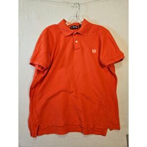 Chaps Mens Short Sleeve Polo Shirt Orange Cotton Pique Logo Size S RN41381